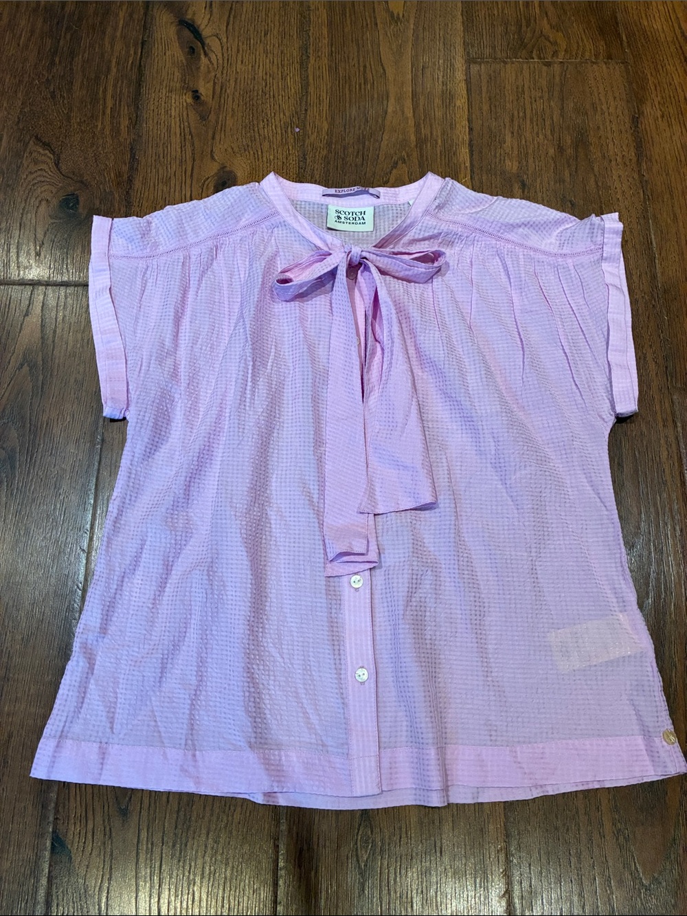Scotch & Soda Light Pink Tie-Neck Blouse